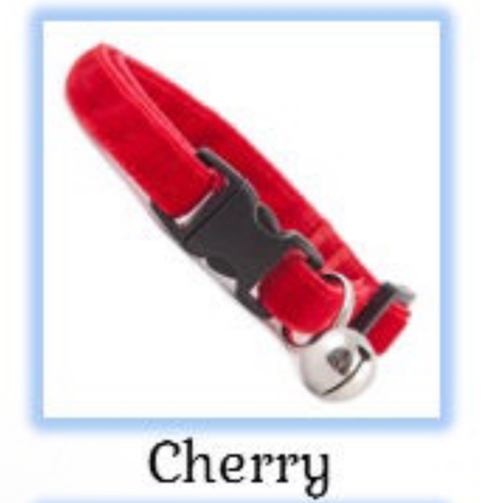 Red Velvet Adjustable Cat Collar with Bell